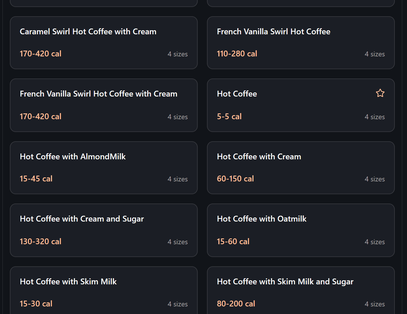 Browsing a brand's menu of items
