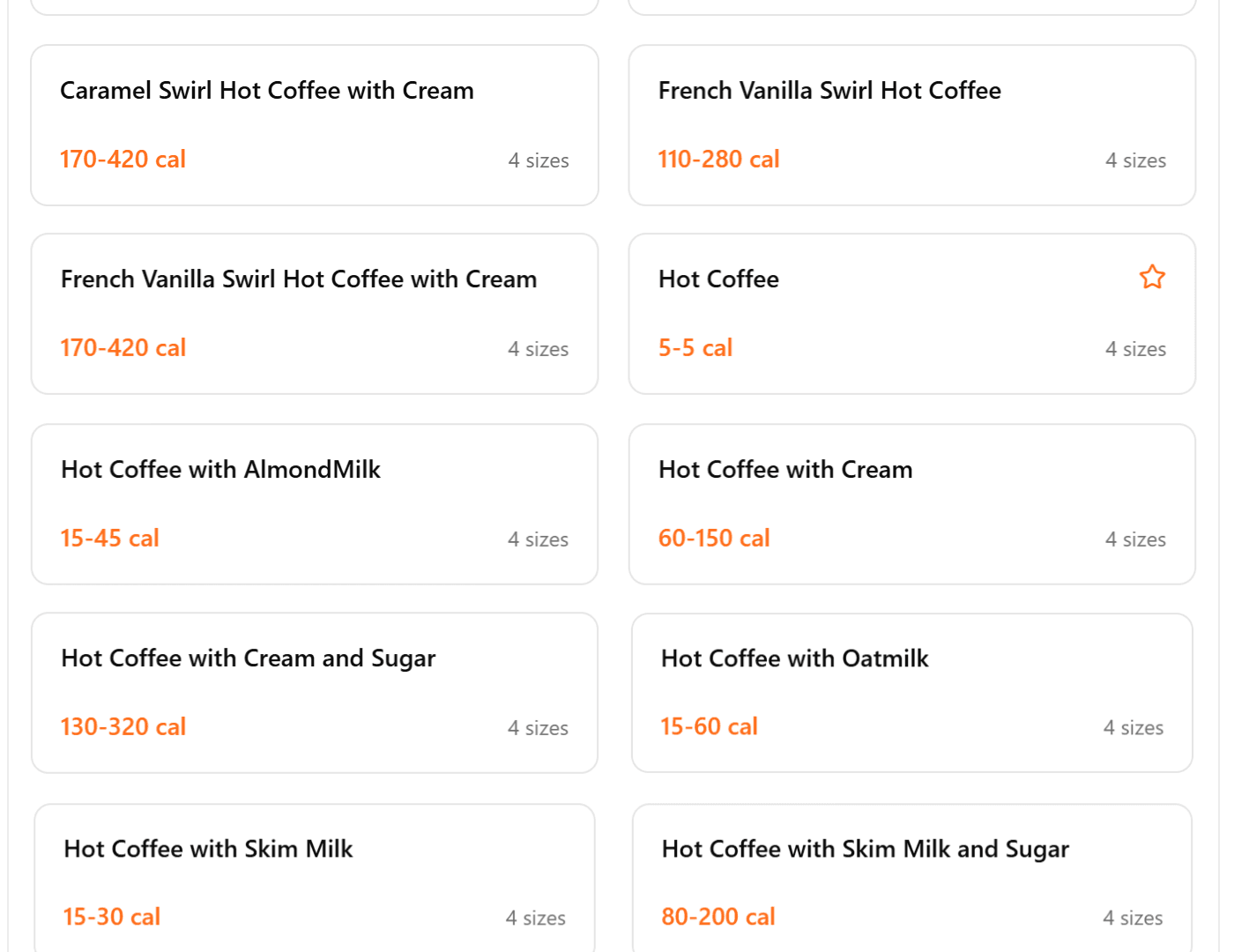 Browsing a brand's menu of items